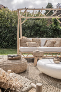 outdoor setting in natural colours and materials