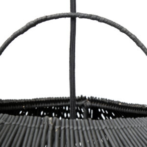 detail shot top of black rattan lamp