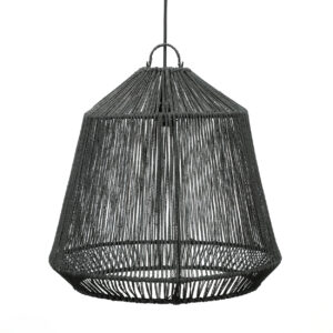 product shot black lamp made from seagrass