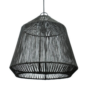 black hanging lamp made from rope