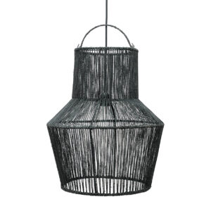 hanging black lamp made from woven fabric