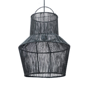 hanging lamp in black with woven ropes