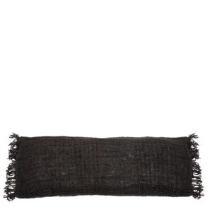 35x100 cushion in black woven cotton