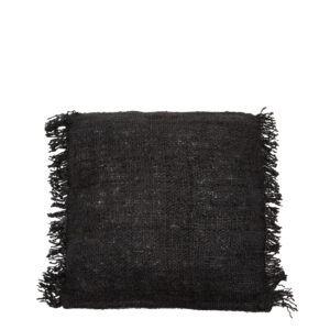black woven square cotton cushion