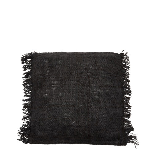 black woven square cotton cushion