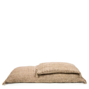 big and small pillow on top of eachother, color beige, woven cotton
