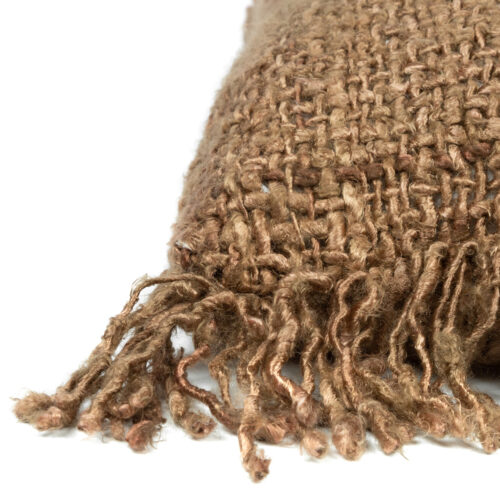 detail of woven brown pillow