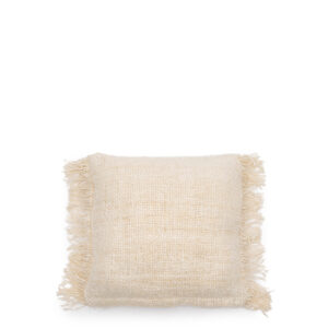 cream woven cotton square pillow