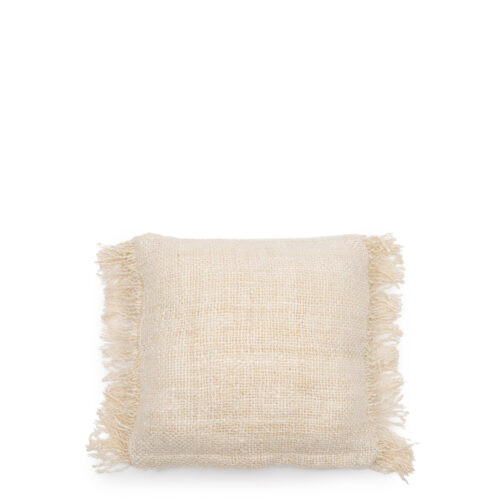 cream woven cotton square pillow
