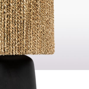 detail of black lamp with seagrass