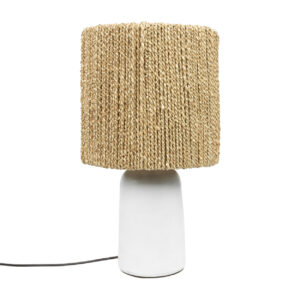 white table lamp made with seagrass