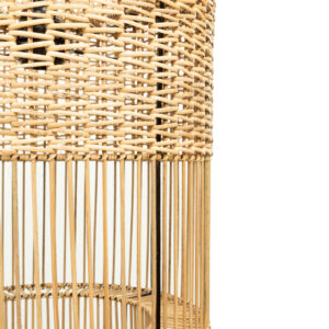 detail shot of lamp made from natural rattan