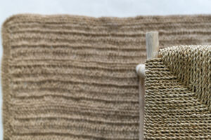 detail of woven seagrass stool