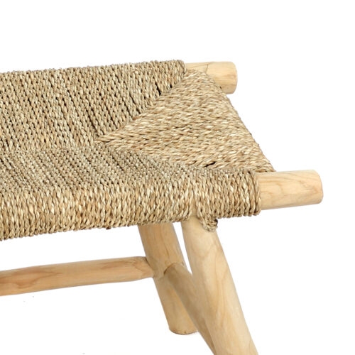detail of woven seagrass stool top