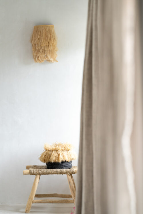 curtain and walldecoration from grass and stool