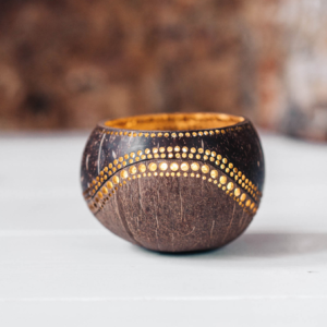 yinyang candleholder made from coconut shells