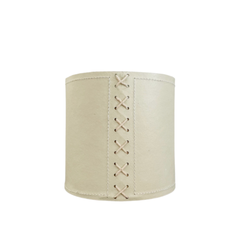 eco white flower pot with cross stitch