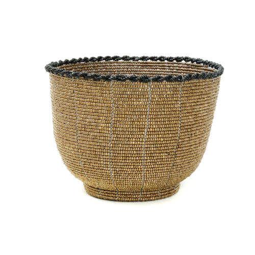 basket made of gold-colored beads