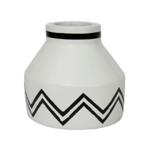 terracotta vase white with black lines