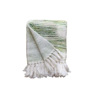 green white throw blanket folded with crease