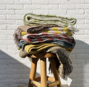 throw blanket on a stool