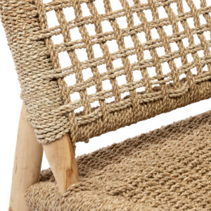 detail of woven lounge chair in natural sisal