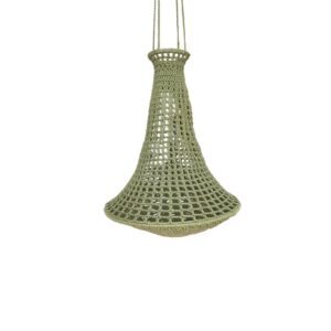 crochet green chandelier on white background