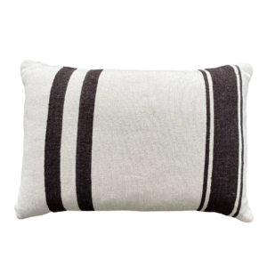 ecru-colored reclining pillow with brown stripes on a white background