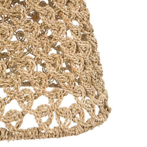 detail shot of a worked up braided seagrass lamp