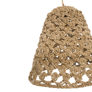 part of hanging lamp knotted from grass on a white background