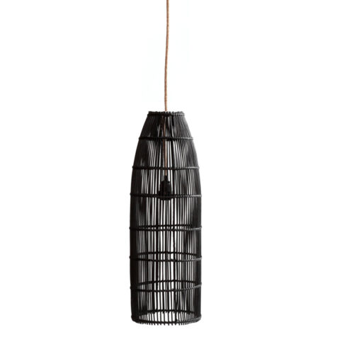 black lamp made of rattan on white background