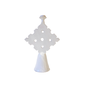 white candleholder in hat shape on white background