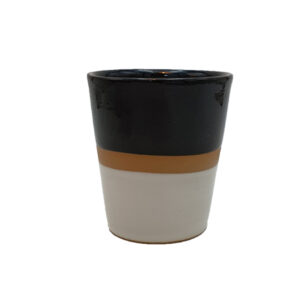 cup in three colors, black, natural and white, on a white background