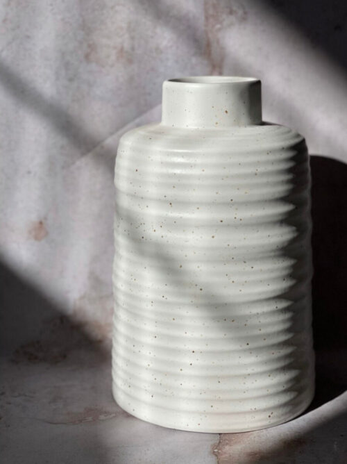 white vase in shade